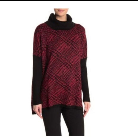 Joseph A Red Turtleneck Plaid Sweater size XS - Picture 1 of 5